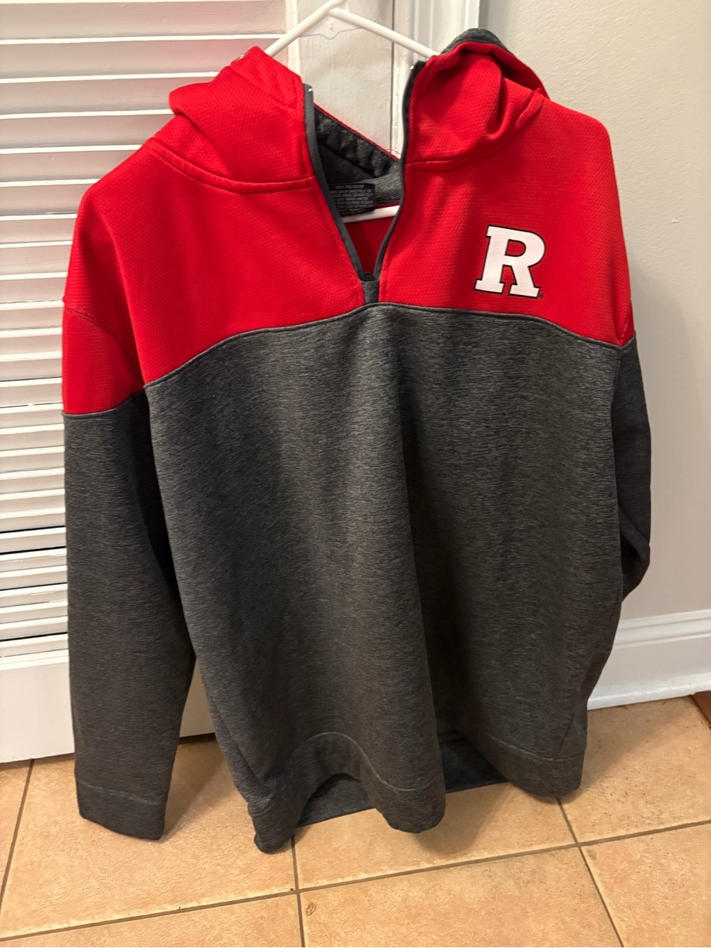 Rutger’s Men’s Hoodie Red Gray XXL 1/4 Zip